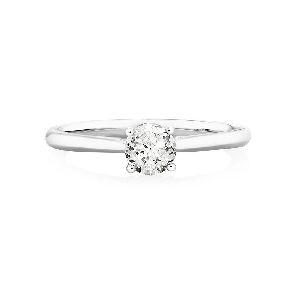 Evermore Certified Solitaire Engagement Ring with a Carat TW Diamond in 14kt White Gold