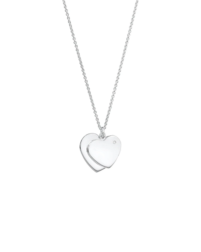 Diamond Accent Double Heart Pendant in Sterling Silver