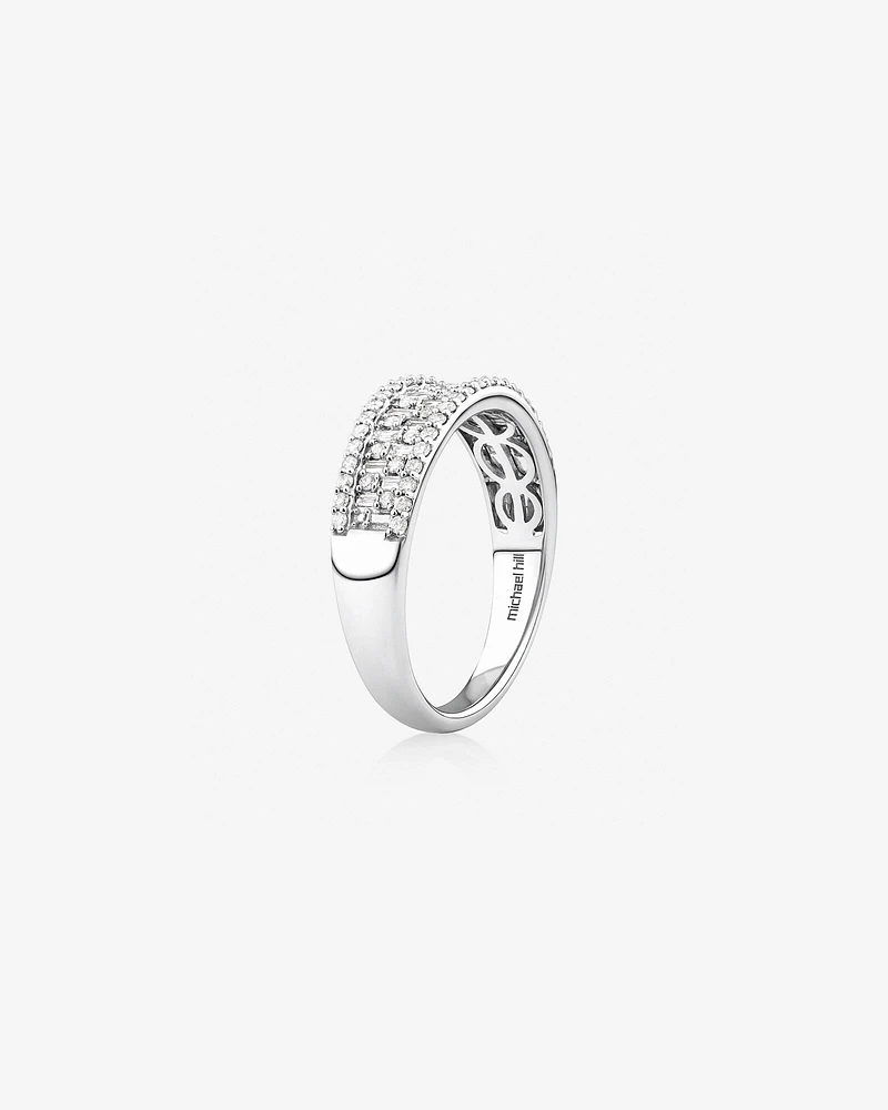 Multi Row Ring with 0.50 Carat TW Diamond in 10kt White Gold