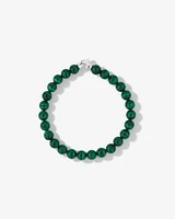 Bracelet de perles en gemme de malachite verte en argent sterling