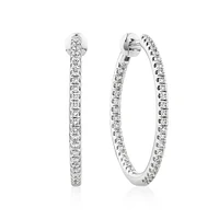 Hoop Earrings With 0.50 Carat TW Of Diamonds in 10kt White Gold