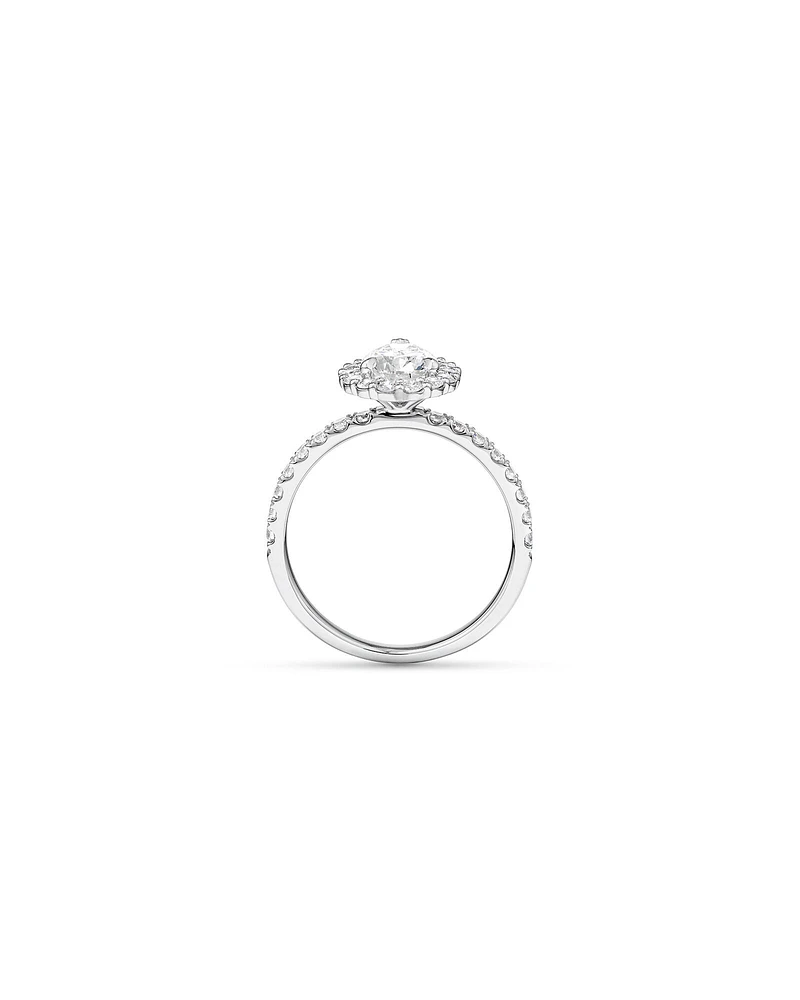 1.82 Carat TW Pear Cut Laboratory-Grown Diamond Halo Engagement Ring in 14kt White Gold