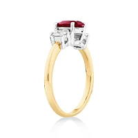 Ruby Ring with .40TW of Diamonds in 14kt Yellow and White Gold