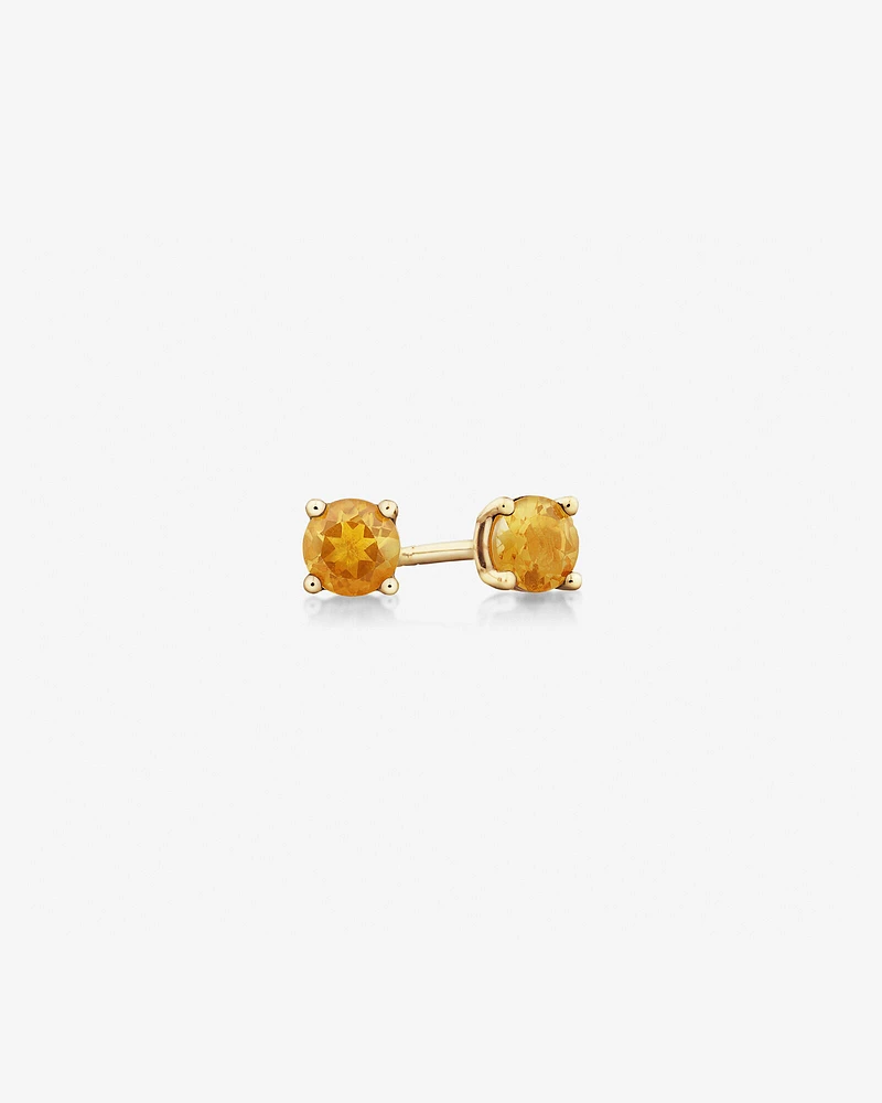 Stud Earrings with Citrine in 10kt Yellow Gold