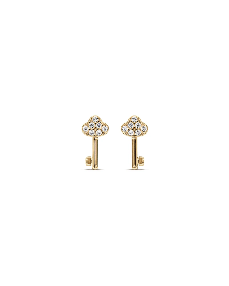 Cubic Zirconia Key Stuf Earrings in 10kt Yellow Gold