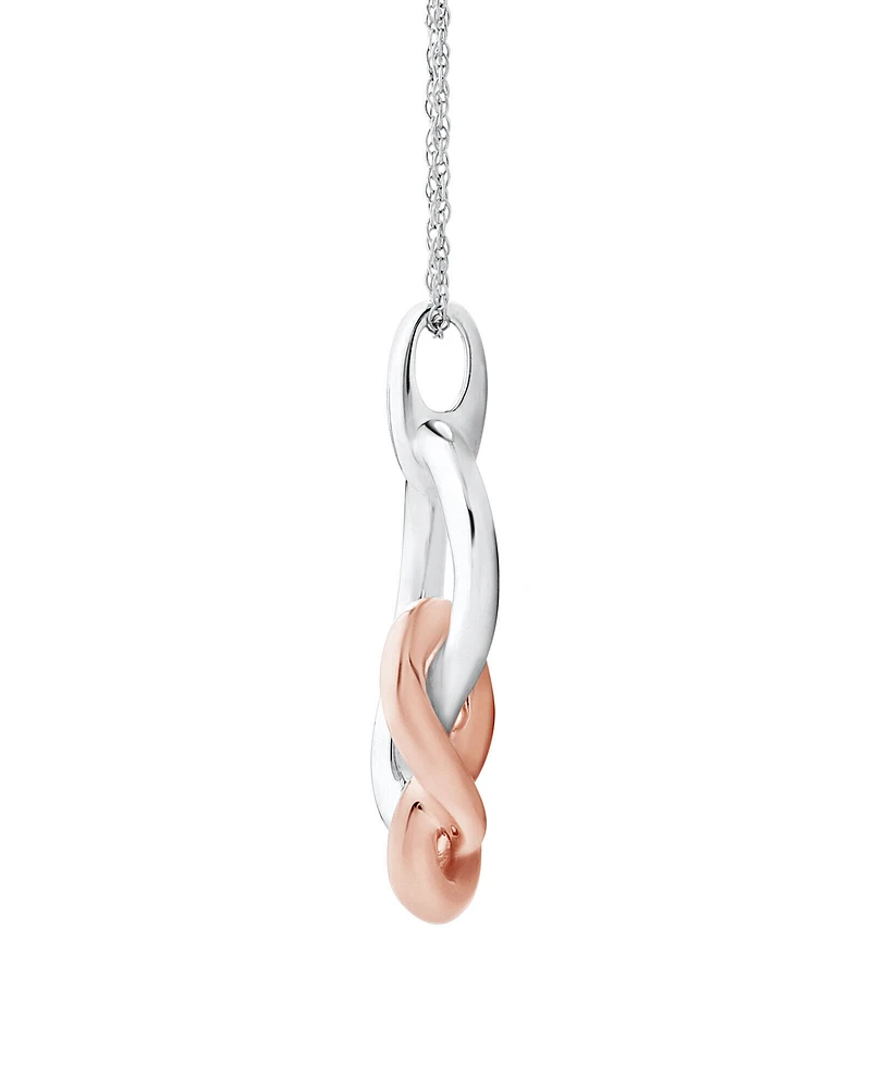 Small Knots Pendant in Sterling Silver & 10kt Rose Gold