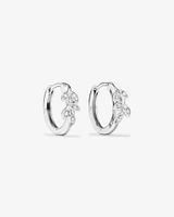 Cubic Zirconia Vine Huggie Earrings in Sterling Silver