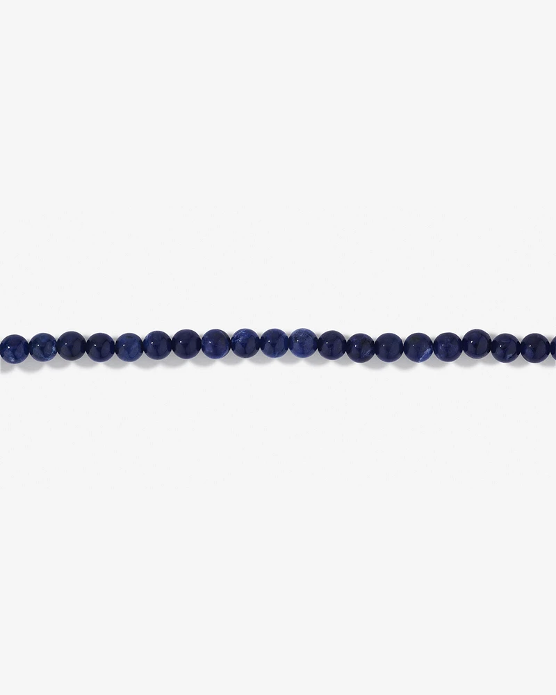 Blue Sodalite Gemstone Bead Bracelet in Sterling Silver