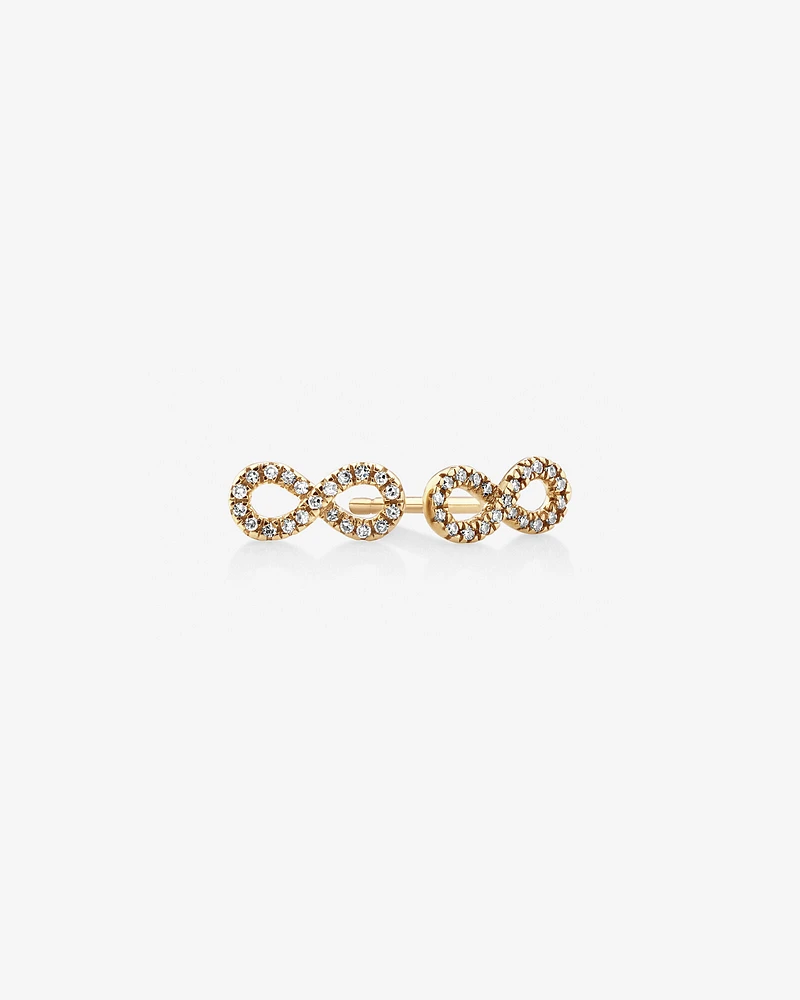 Mini Infinity Earrings with Diamonds in 10kt Yellow Gold