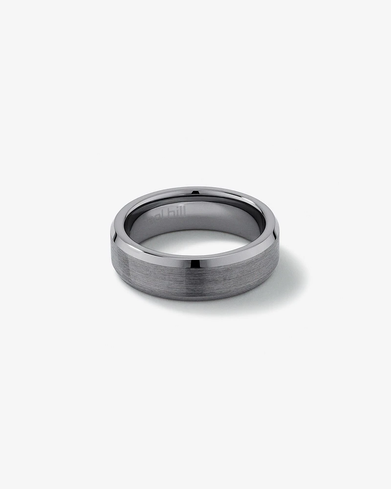 Bague en tungstène de saphir gris pour homme