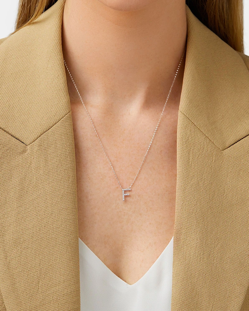 A' Initial necklace with 0.10 Carat TW of Diamonds in 10kt White Gold