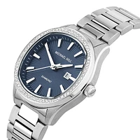 Ladies 0.40 Carat TW Diamond Quartz Stainless Steel Watch with Blue Dial
