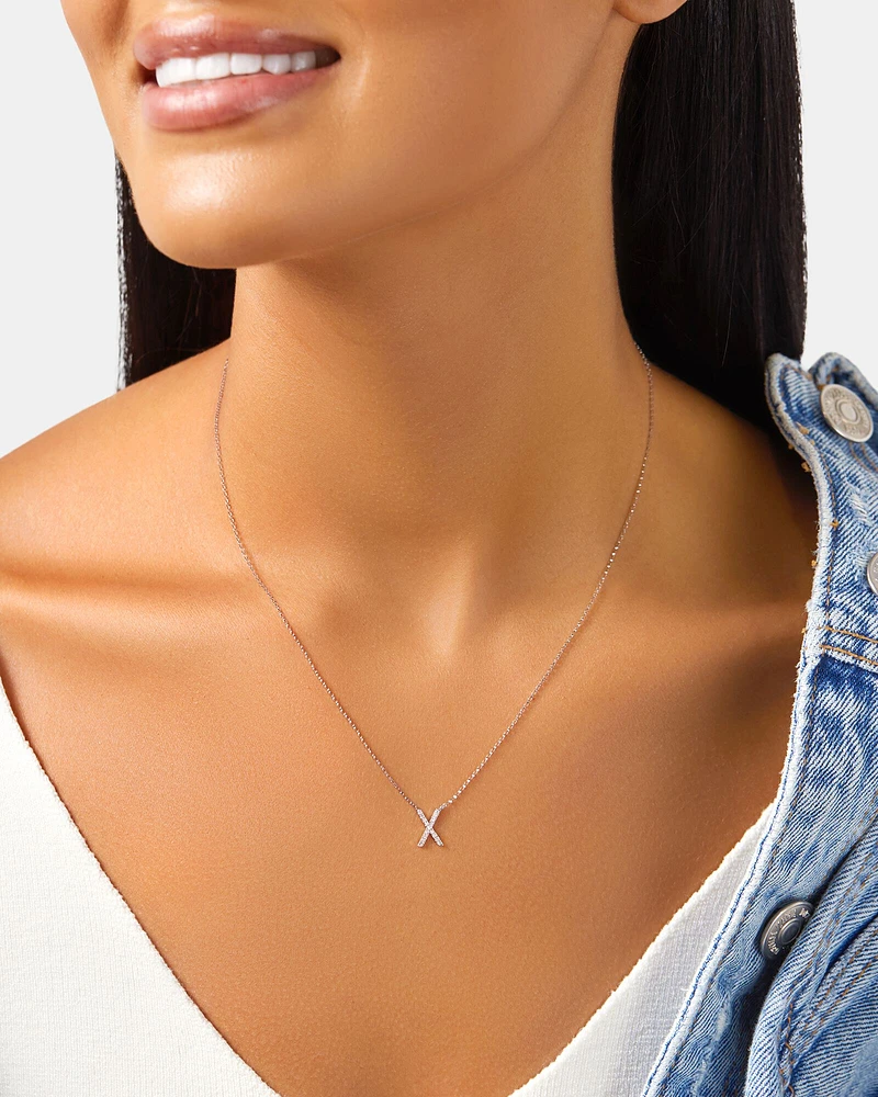 A' Initial necklace with 0.10 Carat TW of Diamonds in 10kt White Gold