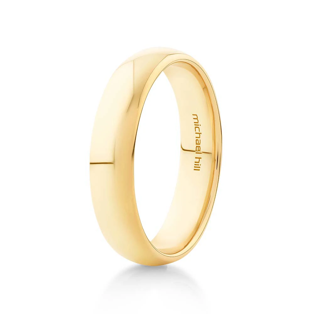 5mm High Domed Wedding Band 10kt Yellow Gold