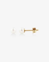 Stud Earrings with 4mm Round Cultured Freshwater Pearl in 10kt Yellow Gold