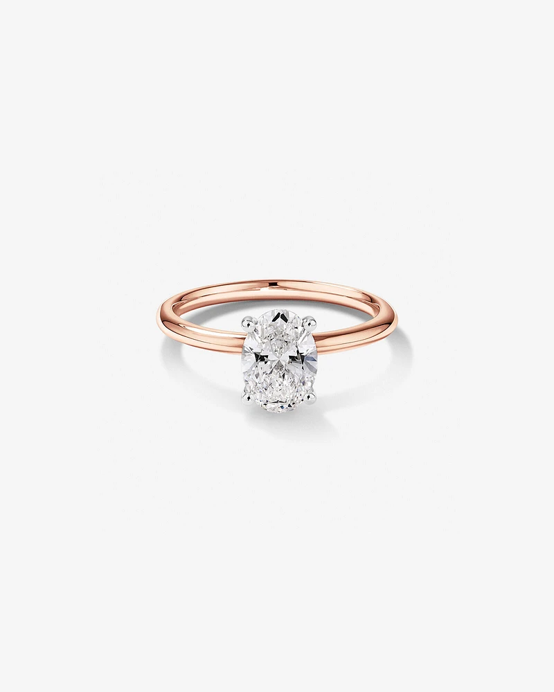 Carat TW Oval Laboratory-Grown Diamond Solitaire Engagement Ring in 14kt White Gold