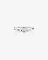 Chevron Ring Set with Diamonds in Sterling Silver