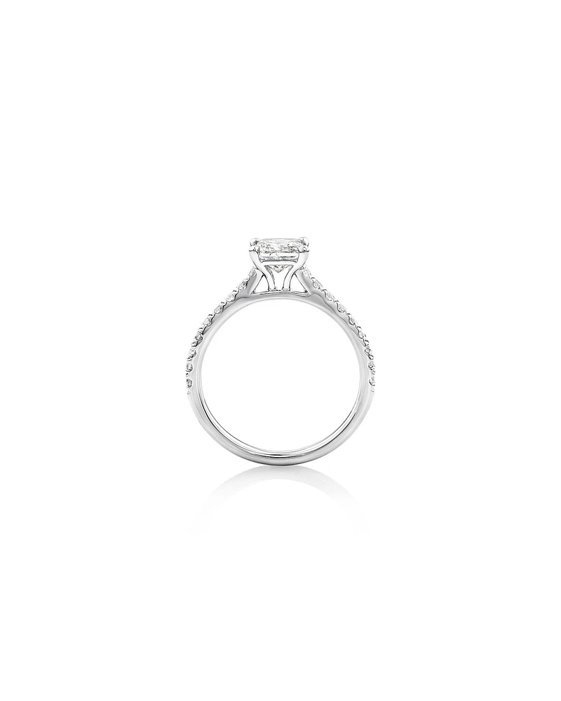 Bague de fiançailles en or blanc 14 K avec diamants totalisant 1,25 ct