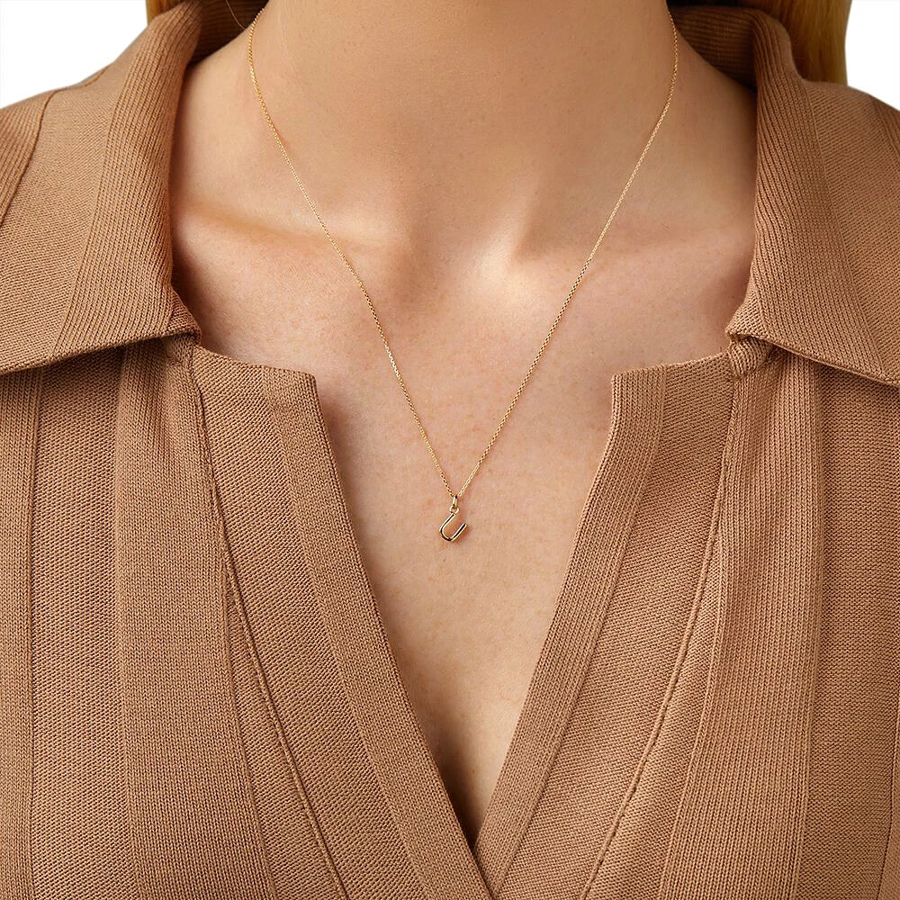 "H" Initial Pendant with Chain in 10kt Yellow Gold