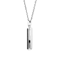 Pendentif pour hommes en pavé de diamants noirs sur chaîne en argent sterling