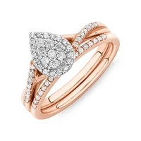 Bridal Set with 0.38 Carat TW of Diamonds in 14kt Rose and White Gold