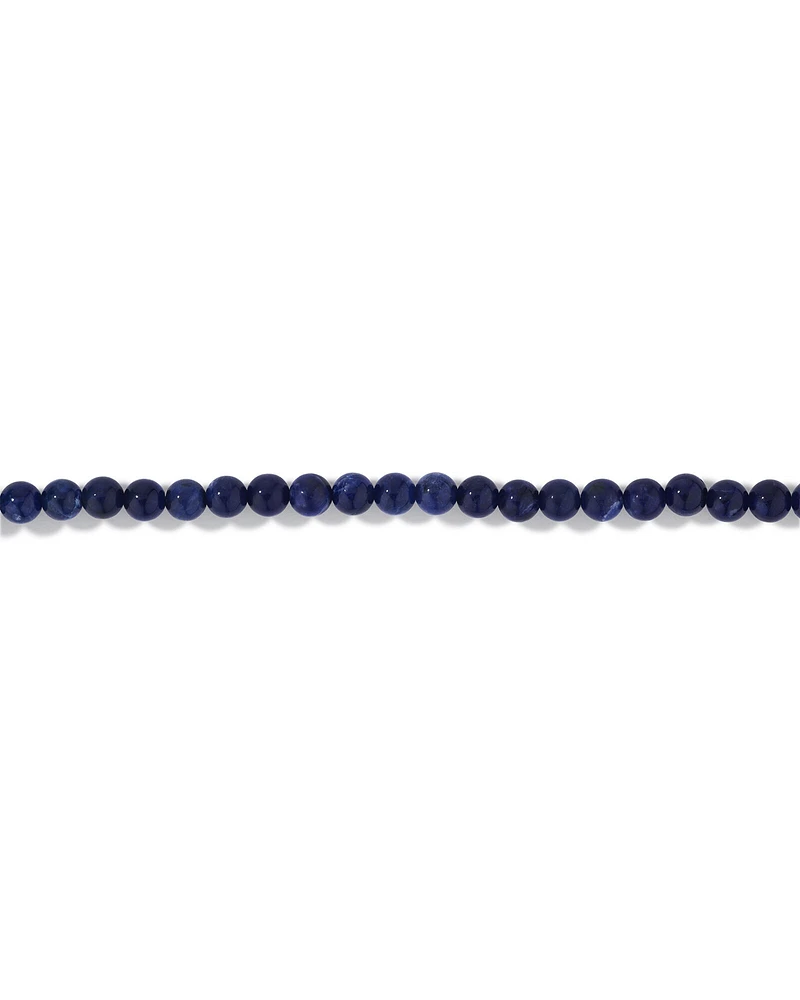 Blue Sodalite Gemstone Bead Bracelet in Sterling Silver