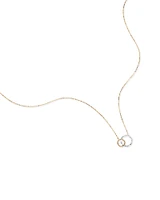 Collier à maillons doubles cercles deux tons avec finition martelée en or blanc et jaune 10 kt