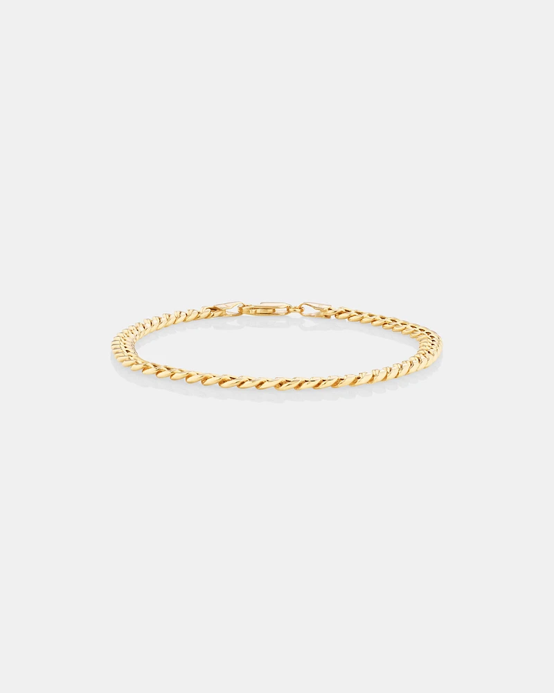 19cm (7.5”) Hollow Miami Curb Bracelet in 10kt Yellow Gold