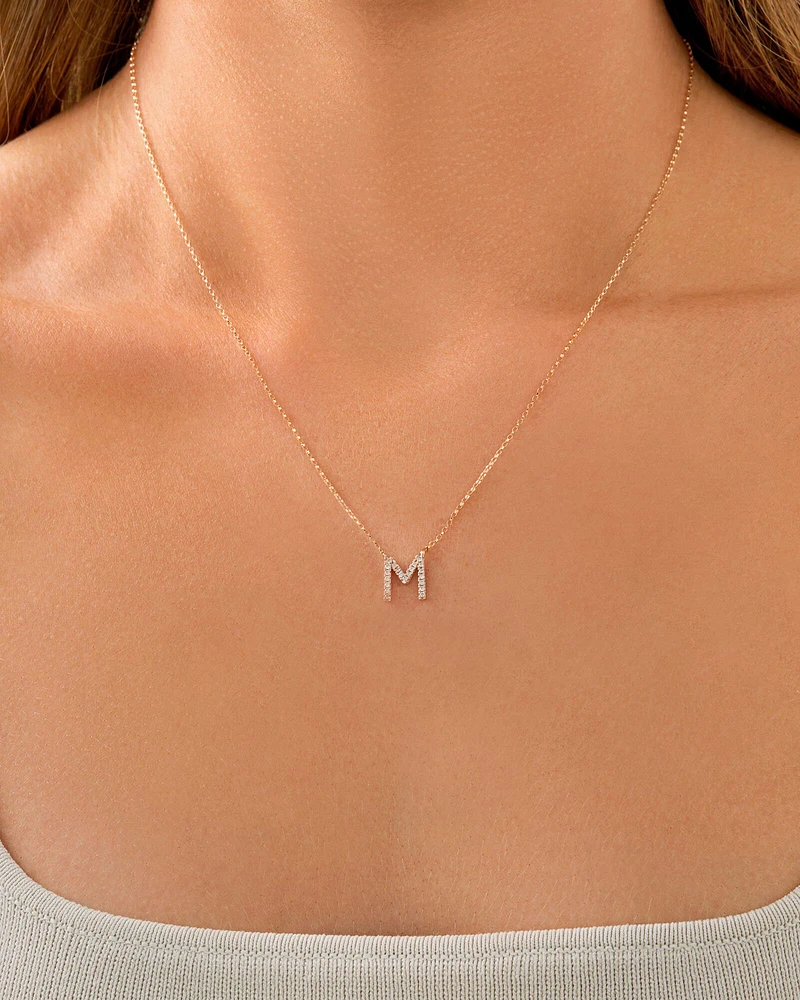 "K" Initial Necklace with 0.10 Carat TW of Diamonds in 10kt Yellow Gold