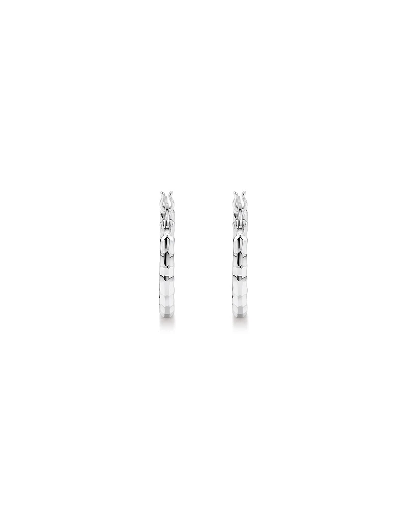 Diamond Cut Texture Hoop Earrings in Sterling Silver