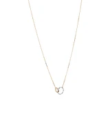 Two-Tone Double Circle Link Hammered Finish Necklace in 10kt White & Yellow Gold