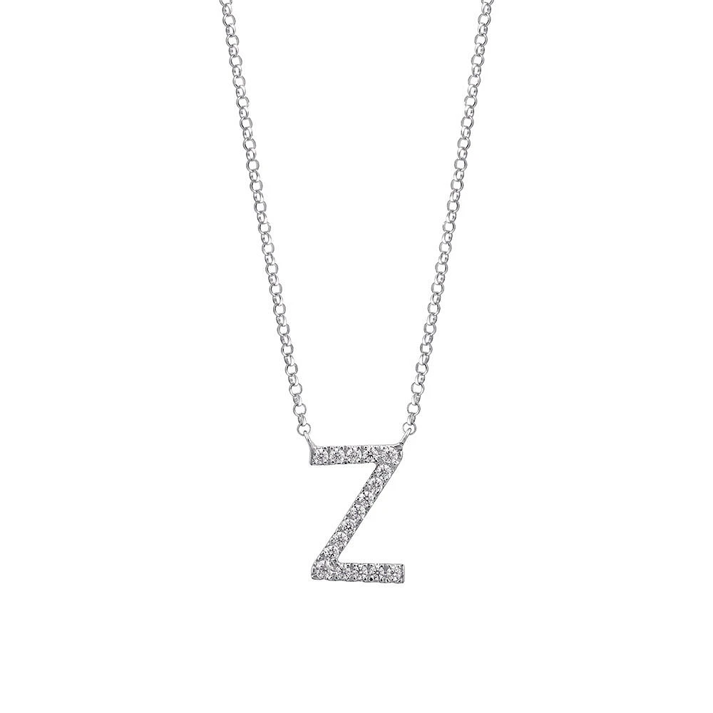 A' Initial necklace with 0.10 Carat TW of Diamonds in 10kt White Gold