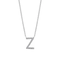 A' Initial necklace with 0.10 Carat TW of Diamonds in 10kt White Gold