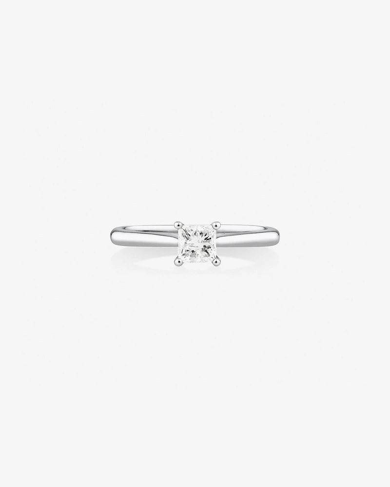 Evermore Certified Solitaire Engagement Ring with a 0.50 Carat TW Princess Cut Diamond in 14kt White Gold