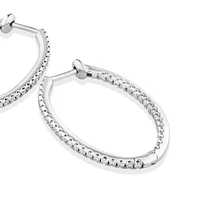 Oval Shape Hoop Earrings with 0.50ct TW of Diamonds in 10kt White Gold