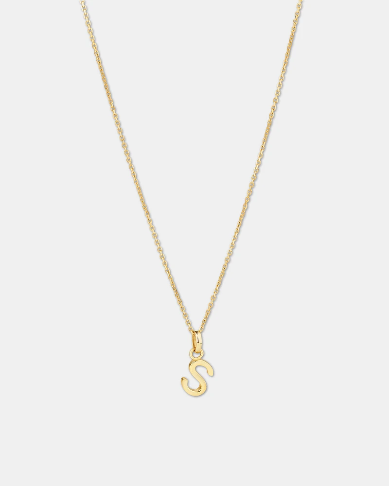 "H" Initial Pendant with Chain in 10kt Yellow Gold