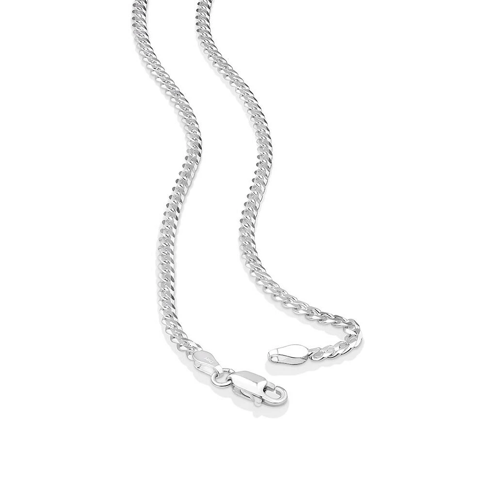 50cm (20") 2.5mm-3mm Width Curb Chain in Sterling Silver