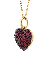 Pendentif de cœur en or jaune 10 K avec pavé de rubis