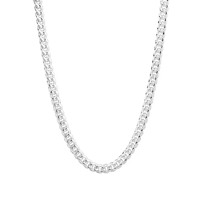 55cm (22") 7mm Width Miami Curb Chain in Sterling Silver