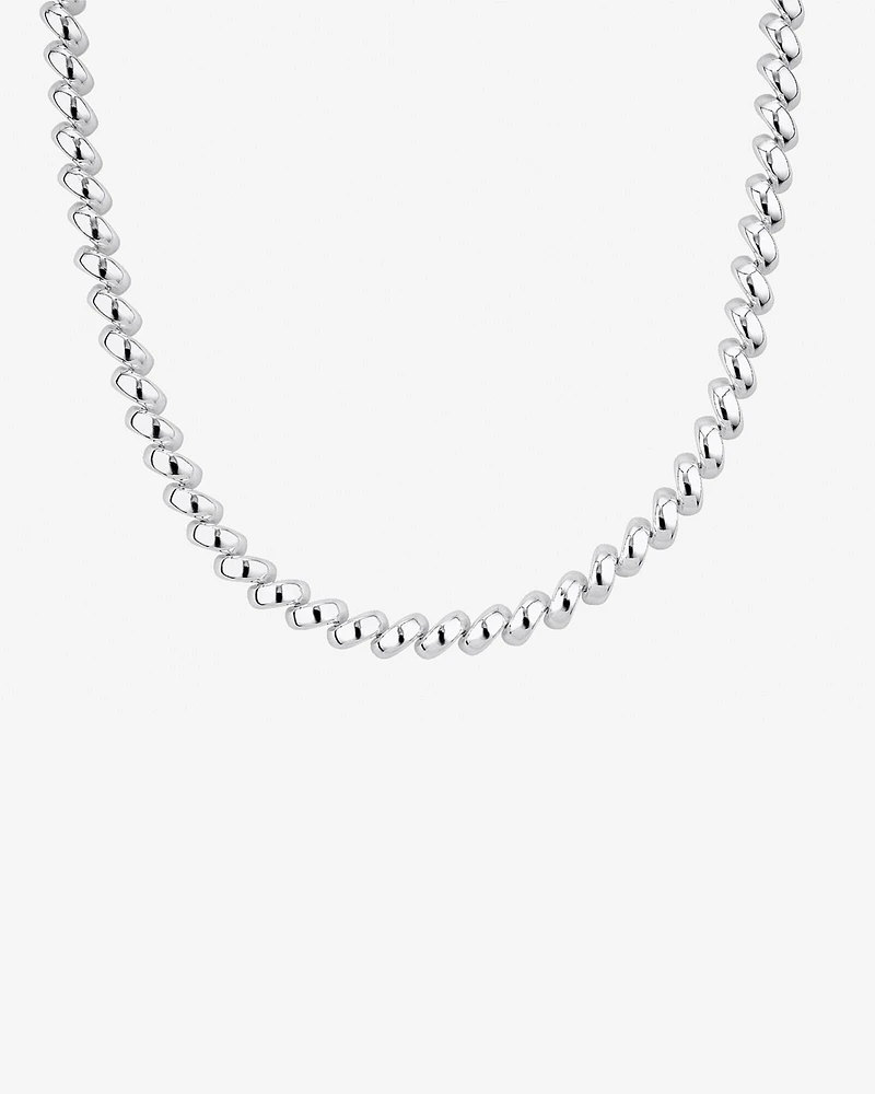 9.5mm Wide Hollow San Marco Chain Necklace in Sterling Silver