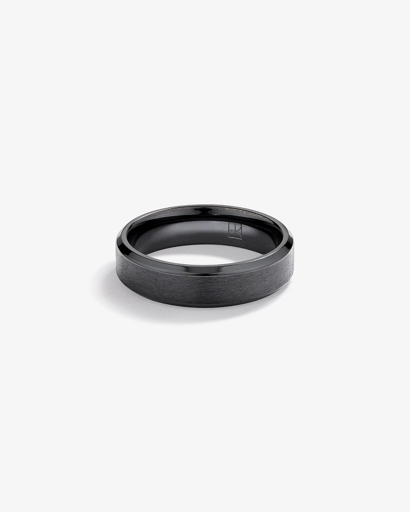 6mm Black Titanium Bevelled Edge Wedding Band