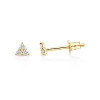 Trio de boutons d'oreilles en or jaune 10 K à diamants totalisant 0,08 ct