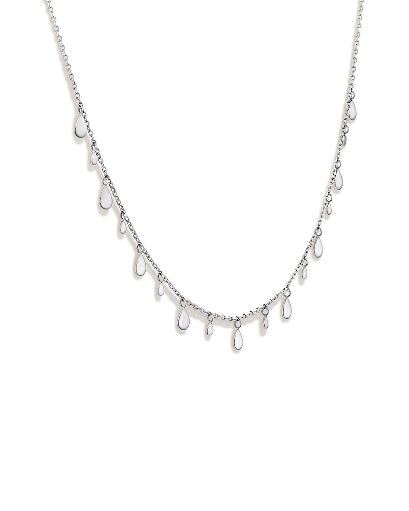 Multi Pear Station Necklace in Sterling Silver