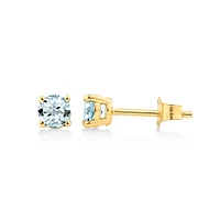 Stud Earrings with Aquamarine in 10kt Yellow Gold