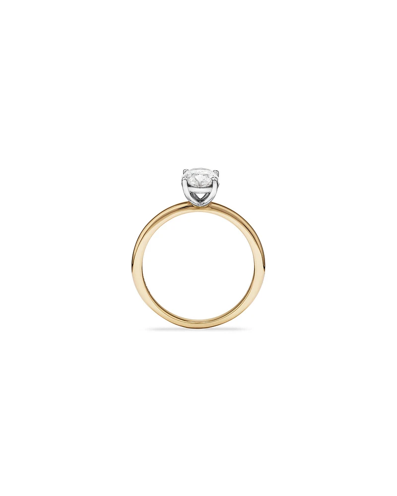 Bague de Fiançailles Solitaire en Diamant Taille Ovale 1,00 Carat TW en Or Blanc et Jaune 14 kt