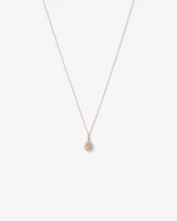 Pear Cut Morganite Gemstone and 0.25 Carat TW Diamond Halo Pendant Necklace in 10kt Rose Gold