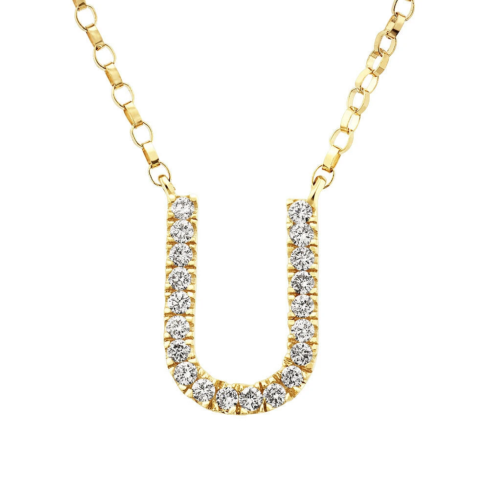 "K" Initial Necklace with 0.10 Carat TW of Diamonds in 10kt Yellow Gold