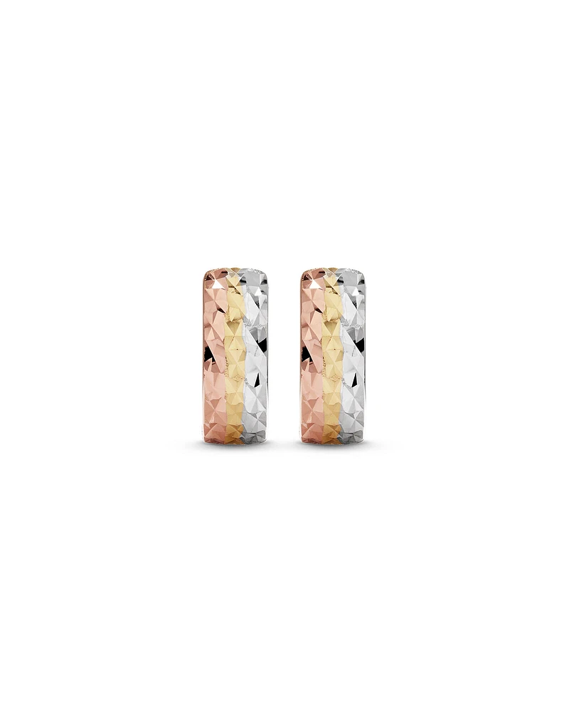 11mm Hoop Earrings in 10kt Yellow, White & Rose Gold