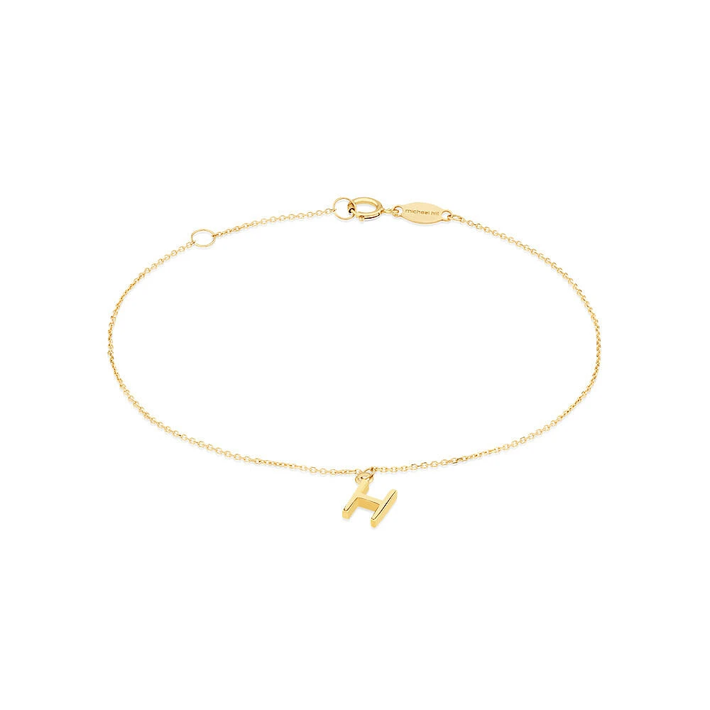 19cm (7.5") C Initial Bracelet in 10kt Yellow Gold