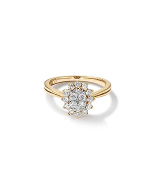 Cluster Ring with 0.62 Carat TW of Diamonds in 14kt Yellow Gold